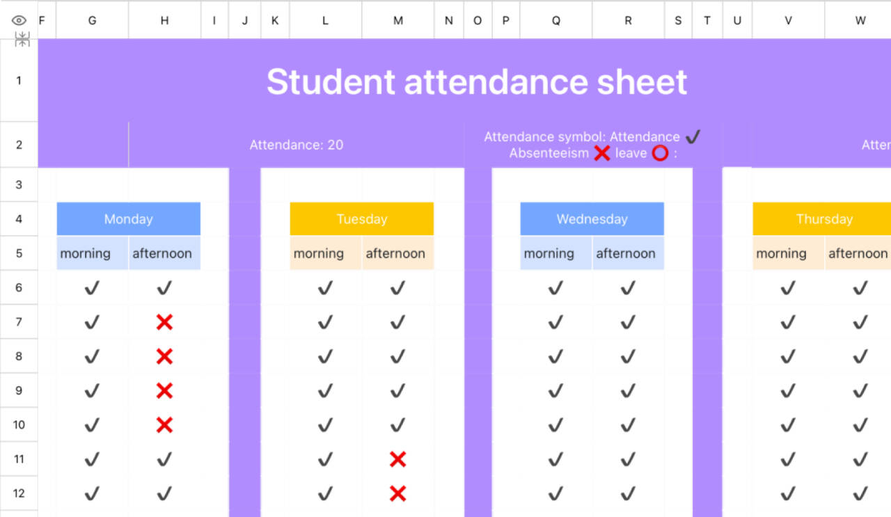 Student attendance sheet 14 1